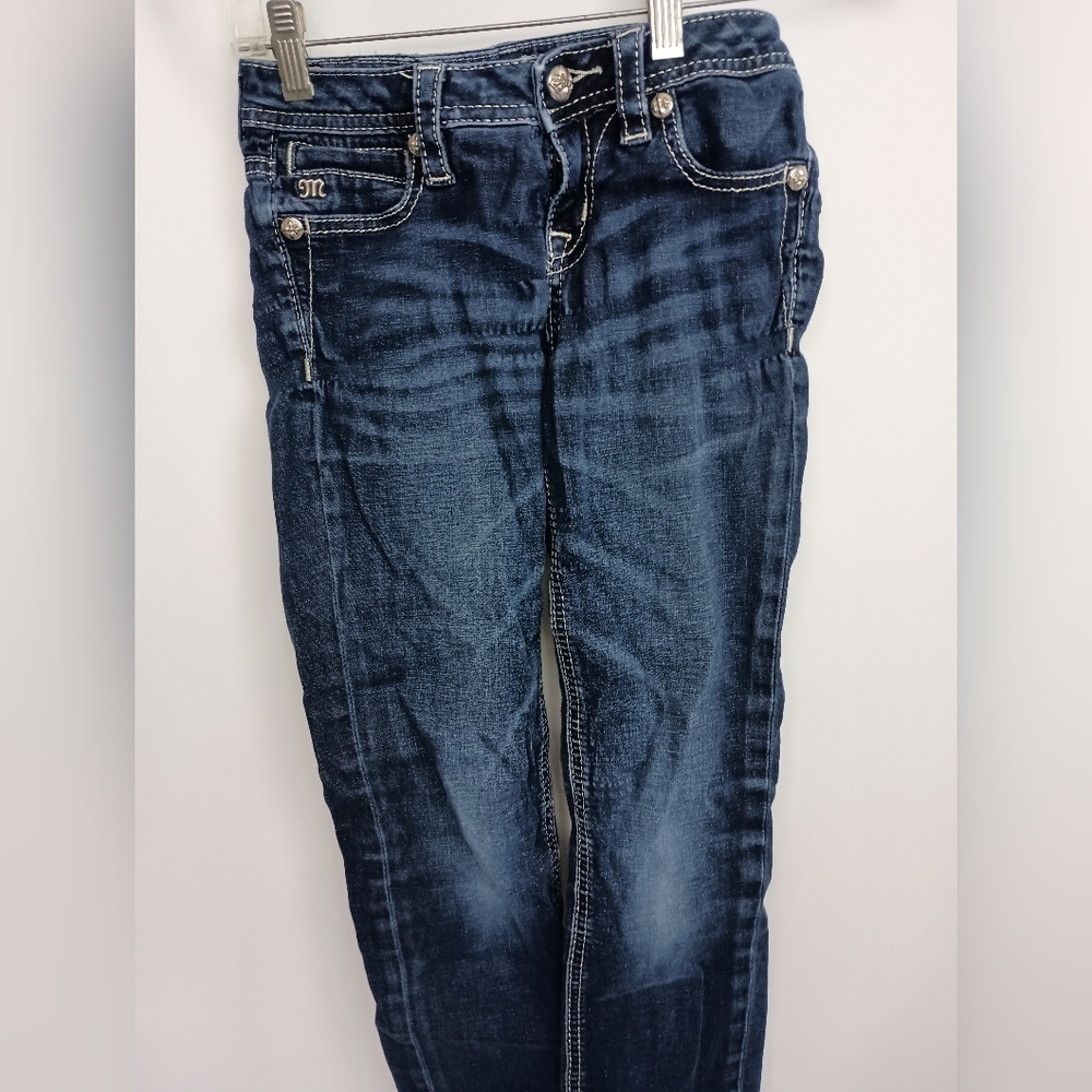 Miss Me Girls Blue Skinny Jeans with Faded‎ Wash-(#706)